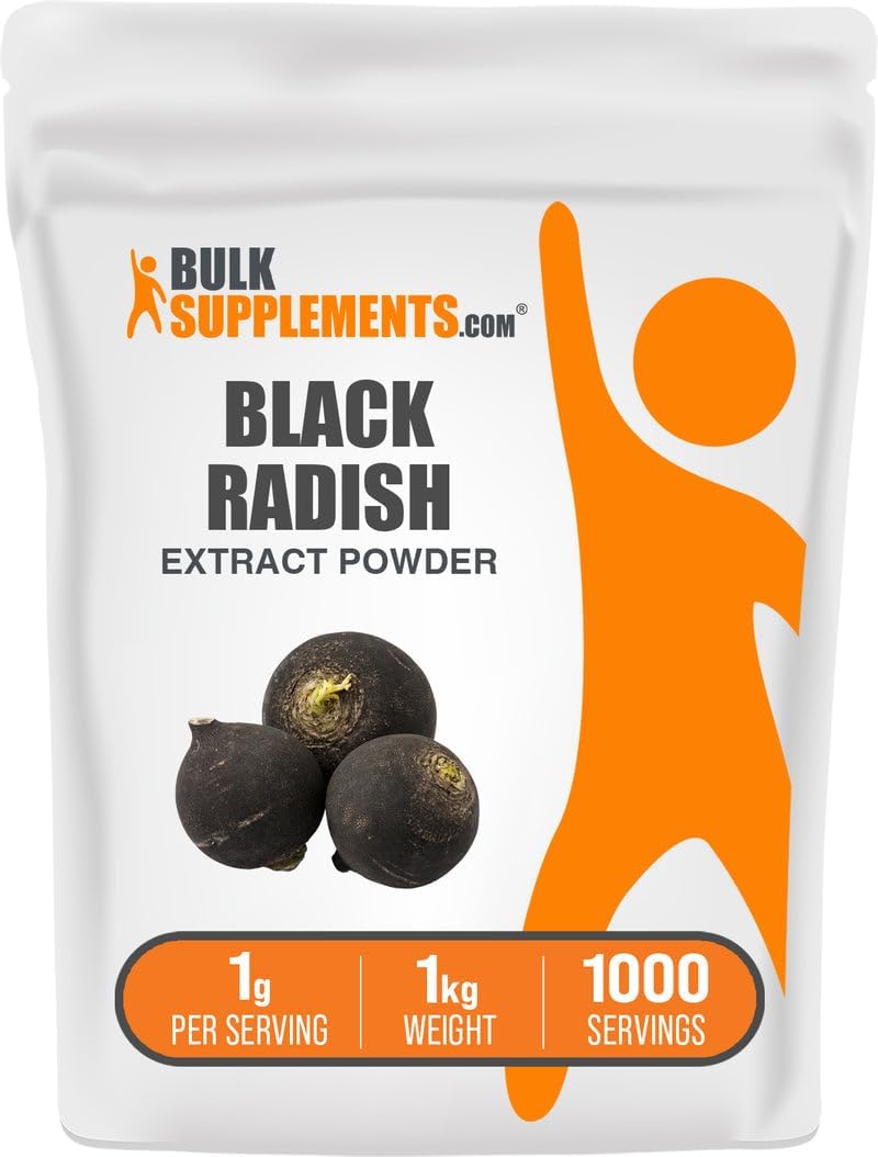 BulkSupplements Black Radish Extract Powder - Spanish Black Radish Supplement, Herbal Supplement - Vegan & Gluten-free, 1g per Serving, 1kg (Pack of 1) - görsel 1