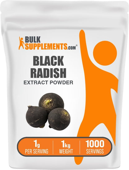 BulkSupplements Black Radish Extract Powder - Spanish Black Radish Supplement, Herbal Supplement - Vegan & Gluten-free, 1g per Serving, 1kg (Pack of 1)