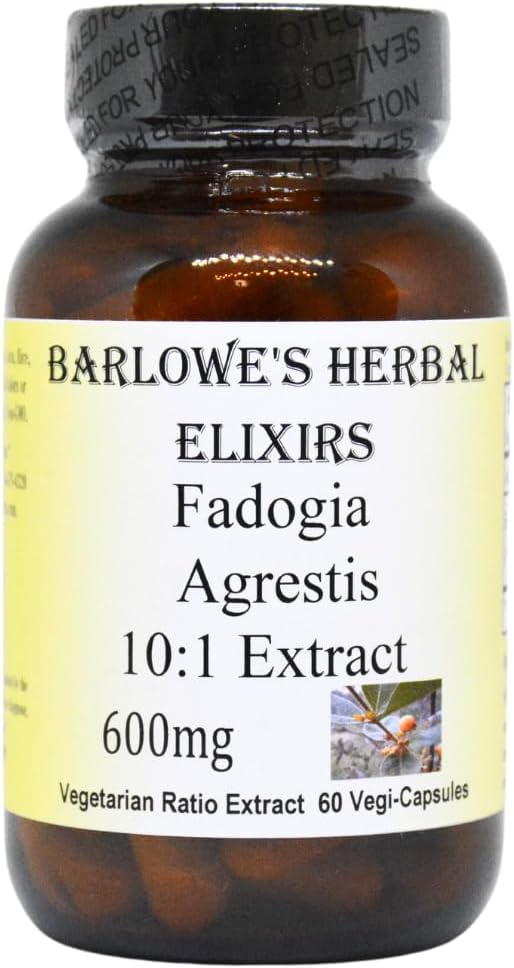 Barlowe's Herbal Elixirs Fadogia Agrestis Extract - 60 600mg Vegicaps - Stearate Free, Glass Bottle - görsel 1