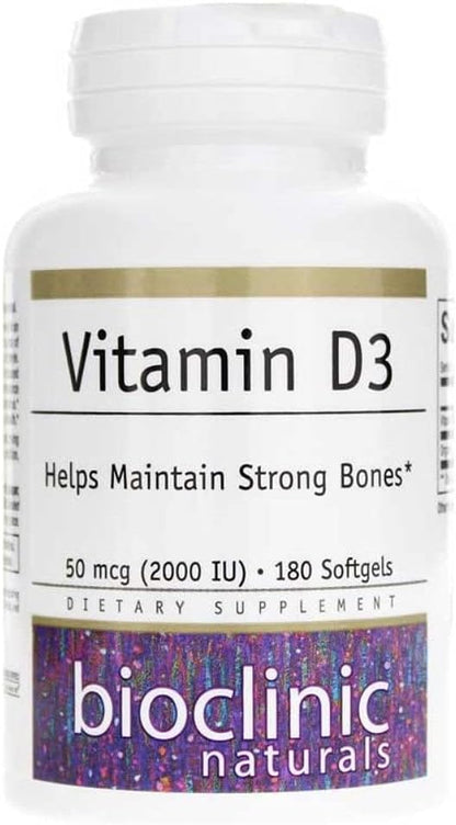 Bioclinic Naturals Vitamin D3 2,000 IU (50 mcg) 180 Soft Capsules
