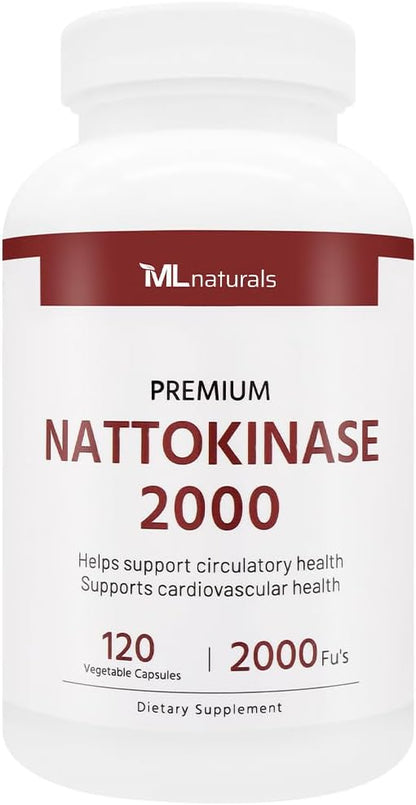 ML Naturals Nattokinase 2000 FU (Per Serving) – 120 Vegetable Capsules – Non-GMO – Supports Circulatory & Cardiovascular Health