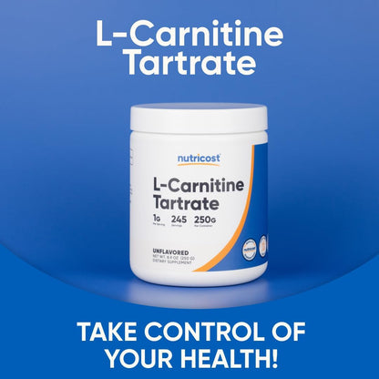 Nutricost L-Carnitine Tartrate Powder - 250 Grammes (250 Servings)