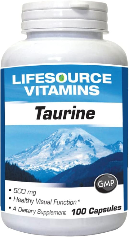 LifeSource Vitamins Taurine 500 mg, 100 Capsules