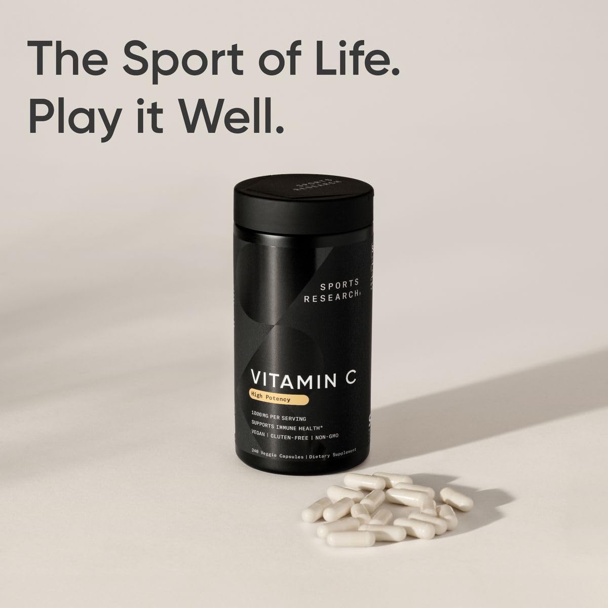 Sports Research High Potency Vitamin C 1000mg - Vegan, Non-GM, Gluten-free - 240 Veggie Capsules - görsel 7