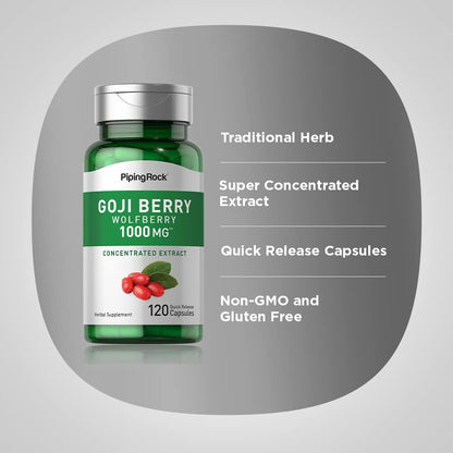 Piping Rock Goji Berry, 120 Capsules - Non-GMO, Gluten-free Supplement