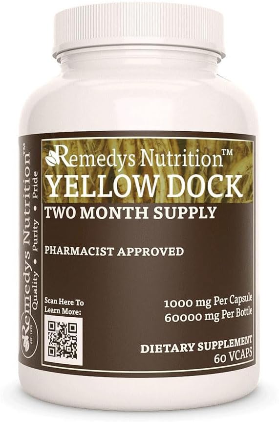 Remedy's Nutrition Yellow Dock Root - 1,000 mg, 60 Vegan Capsules - görsel 1