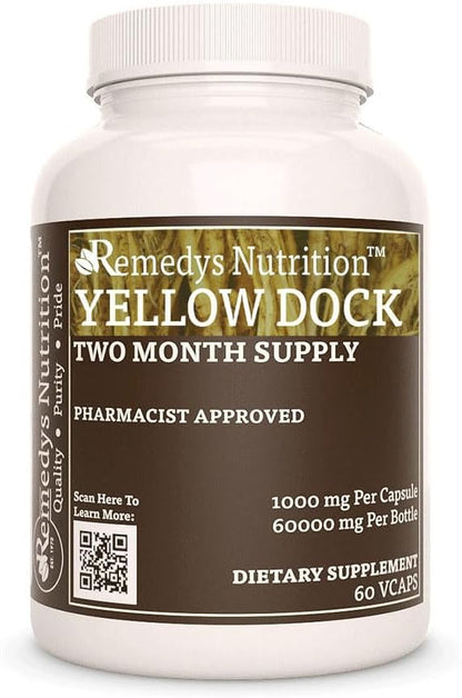 Remedy's Nutrition Yellow Dock Root - 1,000 mg, 60 Vegan Capsules