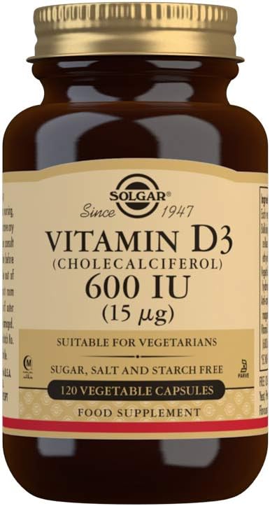 Solgar Vitamin D3 (Cholecalciferol) 600 IU (15 mcg), 120 Vegetable Capsules