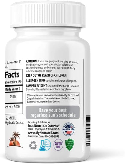 NANOWELL Vitamin D3 2000 IU (50 mcg) – Bone, Muscle Health and Immune Support Supplement – 180 Tablets, 180-Day Supply