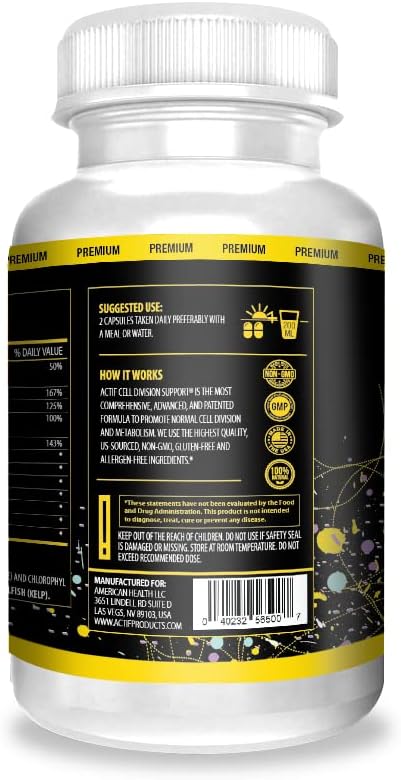 ACTIF Cell Division Support - Maximum Strength with 10+ Factors, Non-GMO, 1 Month Supply, Made in USA