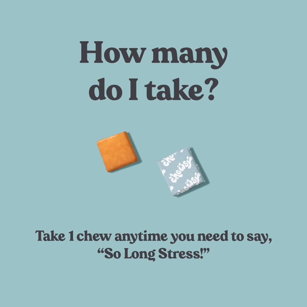 Chewsy So Long Stress - Calm Fruity Chews with L-Theanine, GABA, Glycine, Tyrosine, Taurine & Magnesium - Non-GM and Gluten-Free - Tropical Fruit Chews, 30-Day Supply - görsel 5
