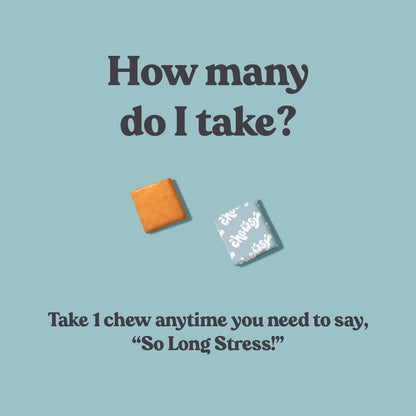 Chewsy So Long Stress - Calm Fruity Chews with L-Theanine, GABA, Glycine, Tyrosine, Taurine & Magnesium - Non-GM and Gluten-Free - Tropical Fruit Chews, 30-Day Supply