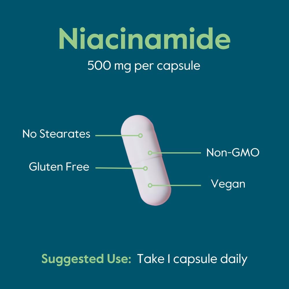 BESTVITE Niacinamide 500mg - 240 Vegetarian Capsules (Filler-Free) - görsel 5