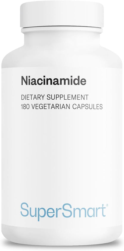 Supersmart - Niacinamide Supplement 2000mg per Day (Nicotinamide) - Flush Free Vitamin B3 Niacin | Non-GMO & Gluten-free - 180 Vegetarian Capsules