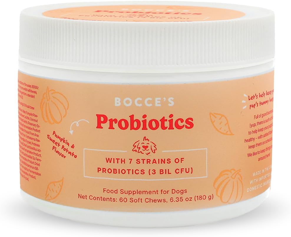 Bocce's Bakery Probiotic Supplement for Dogs, Daily Chews, Made in The USA with 7 Strains of Probiotics, Supports Digestion, Pumpkin & Sweet Potato, 60 ct - görsel 1