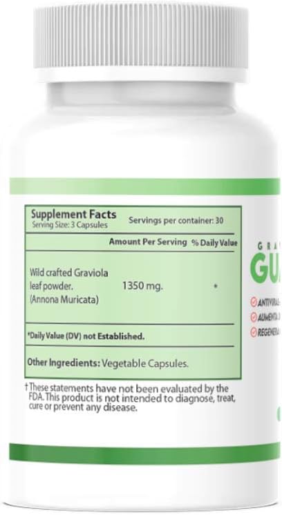Nutrisalud Guanabana Extra Potente Capsules - 1350mg per Serving - 180 Capsules (2 x 90) - görsel 4