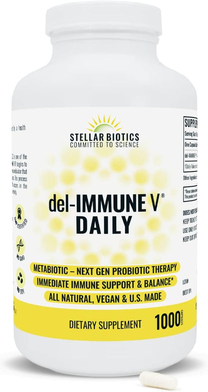 Del-Immune V® Daily - All-Natural Immune Support and Gut Health Metabiotic (120 Capsules)