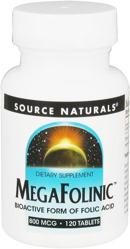 Source Naturals MegaFolinic 800mcg Bioactive Folate, for Brain & Cell Health - 120 Tablets - görsel 1