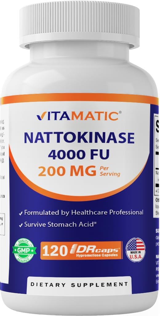 Vitamatic Nattokinase 4,000 FU – 120 Delayed-Release Capsules – Resists Stomach Acid – Non-GM & Gluten-free – Made in the USA (2 Pack) - görsel 8