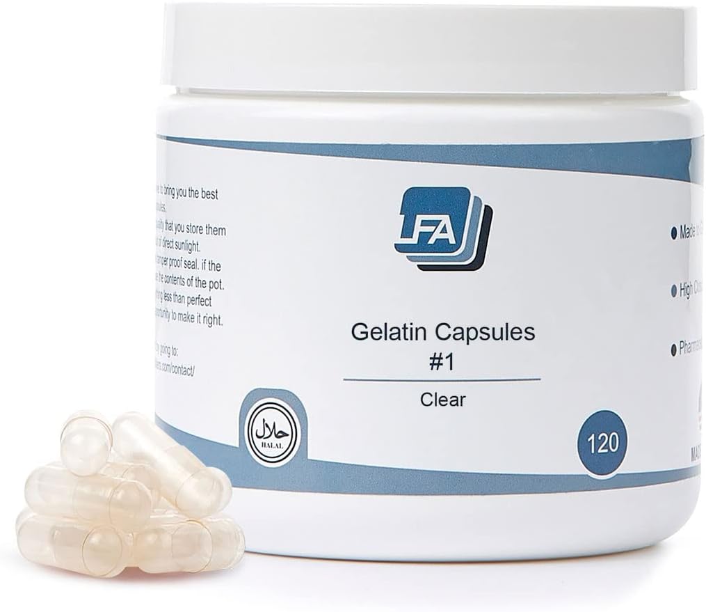 Capsules Size 1 - Clear Gelatine - 500 Count - Empty Pill Capsules - DIY Supplement Capsules - Halal - LFA Tablet Presses - görsel 9