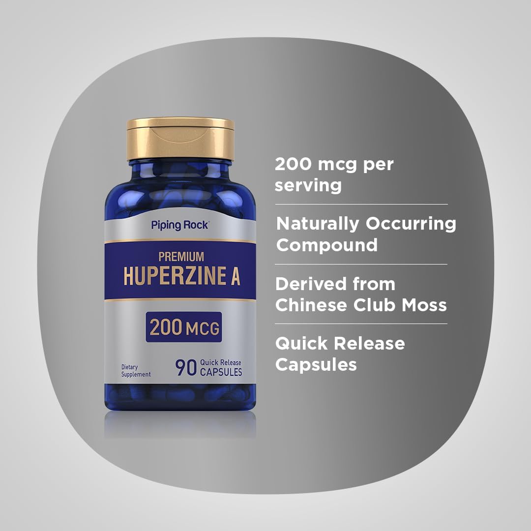 Piping Rock Huperzine A Supplement, 200mcg, 90 Fast Release Capsules, Non-GMO and Gluten-free - görsel 4