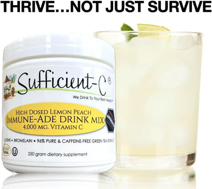 Sufficient-C 4,000mg High-Dose Vitamin C Lemon & Peach Drink Mix – 250g