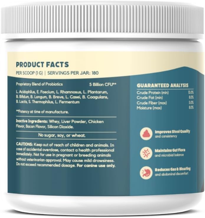Probiotics for Dogs Digestive Health (Chicken & Bacon) - Probiotic Powder for Dogs - görsel 2
