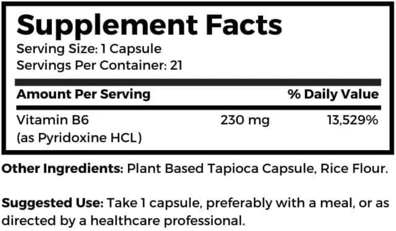 Dr. Clark Vitamin B6 Supplement – 230 mg, 21 Tapioca Capsules - görsel 3