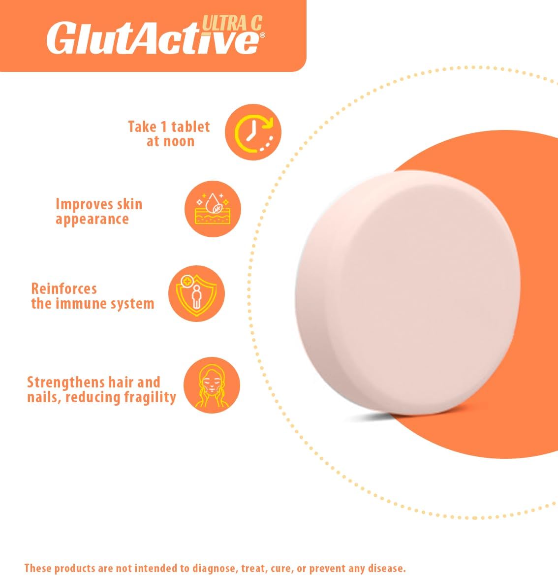 GlutActive Ultra Vitamin C 1,000mg Chewable Tablets with Cysteine & Bamboo Silica - Immune Function and Antioxidant Support - 60 Chewable Tablets - görsel 3
