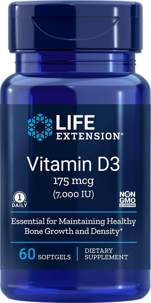 Life Extension Vitamin D3-7000 IU, 60 Softgels (Pack of 2) - görsel 1