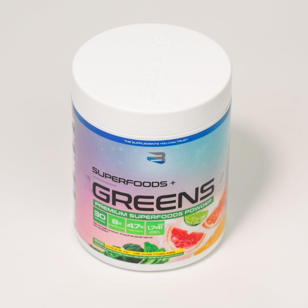 Believe Supplements Superfoods+Greens - Superfood Blend with 50+ Fruits & Veggies, Citrus Blast, 30 Servings - görsel 8