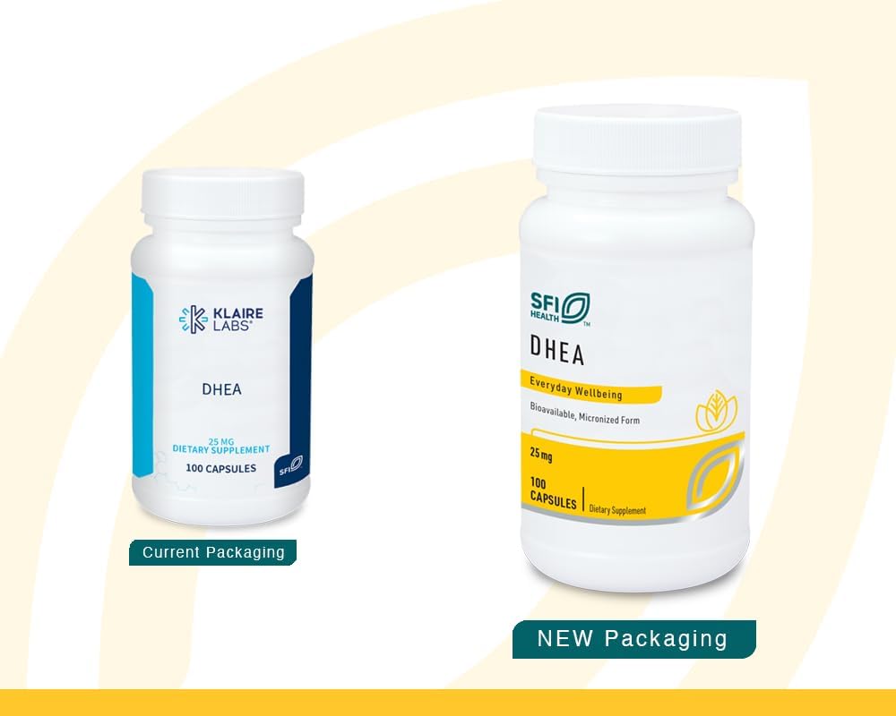 Klaire Labs DHEA 25mg - Micronised Dehydroepiandrosterone Food Supplement, 100 Capsules - görsel 2