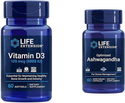 Life Extension Vitamin D3 125 mcg (5000 IU) - Bone Health & Immune Support - 60 Softgels