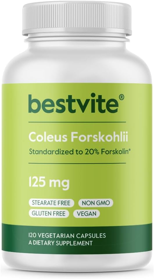BESTVITE Coleus Forskohlii 125 mg – 20% Forskolin (120 Vegetarian Capsules)