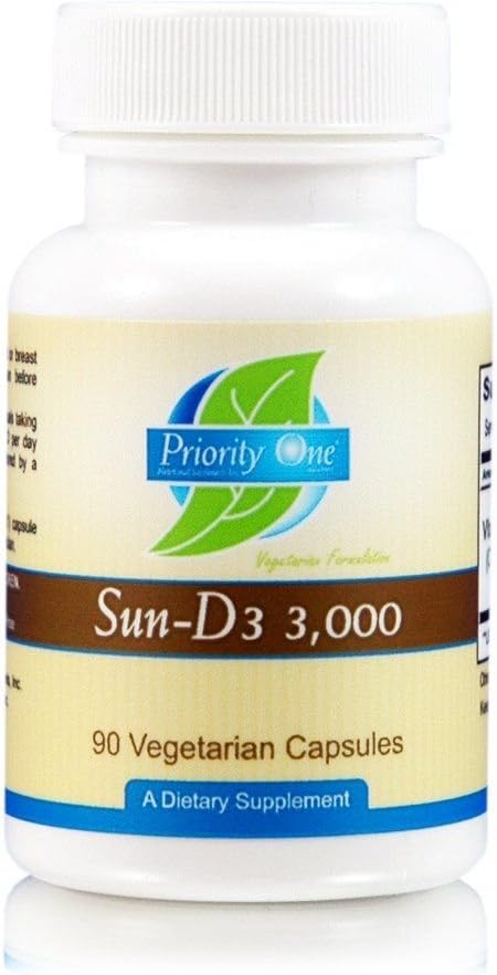 Priority One Vitamins Sun D3 3,000 IU 90 Vegetarian Capsules - görsel 1