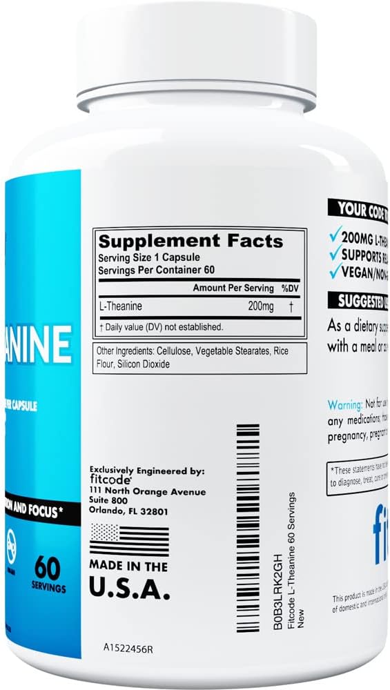 fitcode L-Theanine 200mg Capsules for Focus and Relaxation - görsel 2