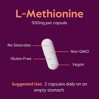 BESTVITE L-Methionine 500mg (120 Vegan Capsules) - No Stearates - Vegan - Non GMO - Gluten-free