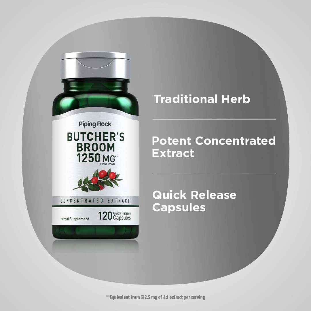 Piping Rock Butchers Broom Supplement | 120 Capsules | Traditional Herbal Root Extract - görsel 4