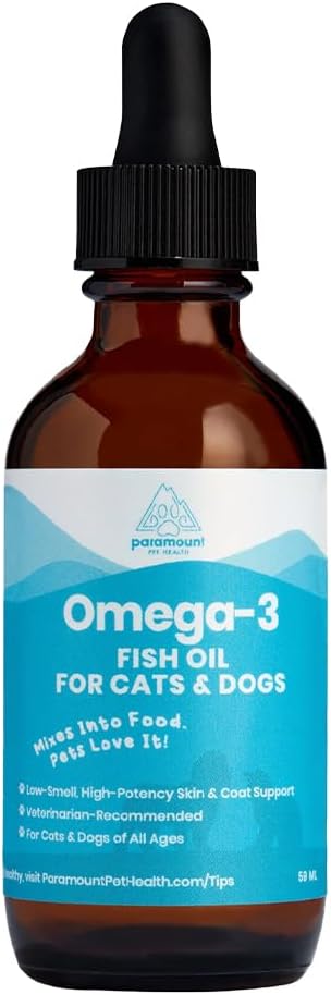 Wild-Caught Omega-3 Fish Oil for Dogs & Cats – Liquid EPA DHA Supplement for Skin, Coat, Joints & Heart, 473 ml