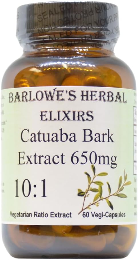 Barlowe's Herbal Elixirs Catuaba - 10:1 Extract, 650mg, 60 Vegan Capsules - görsel 1