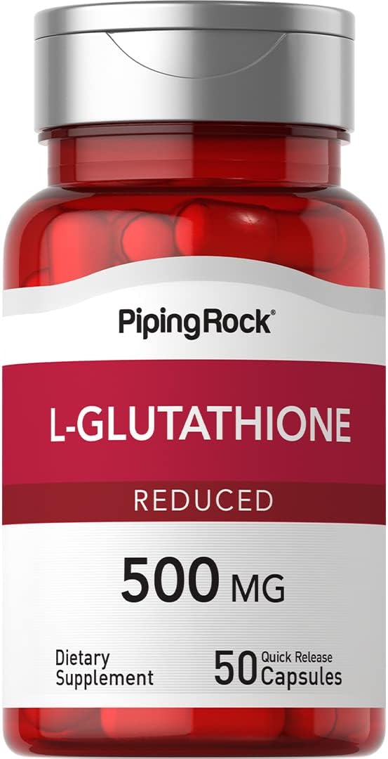 Piping Rock L-Glutathione 500 mg, 50 Capsules, Reduced Form, Non-GM, Gluten-free - görsel 1