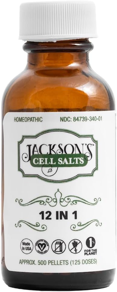 Jackson's 12-in-1 Cell Salt Combo 6X – 500 Pellets (125 Doses) – Vegan, Lactose-Free, Manufactured in the USA