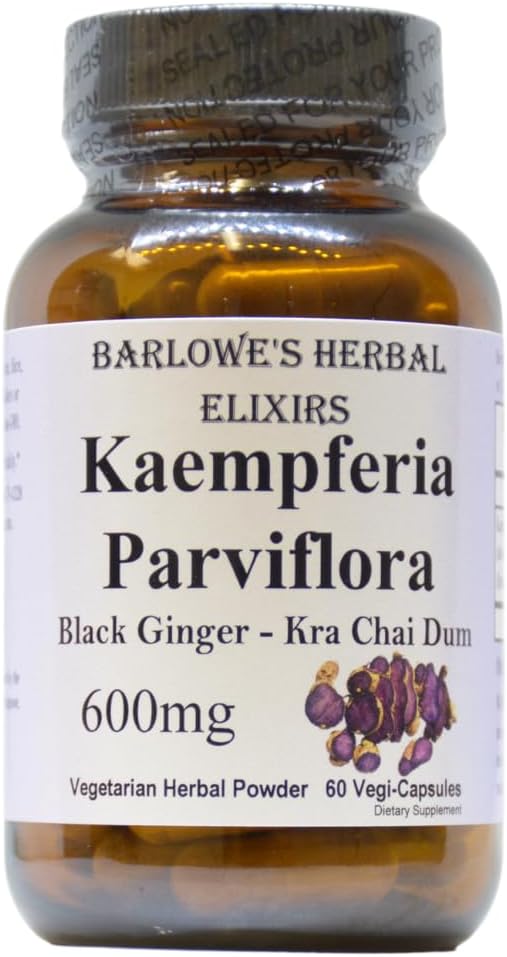 Barlowe's Herbal Elixirs Kaempferia Parviflora Supplement | Black Ginger | 600mg | 60 Veggie Capsules | Supports Vitality & Wellbeing | Stearate Free - görsel 1