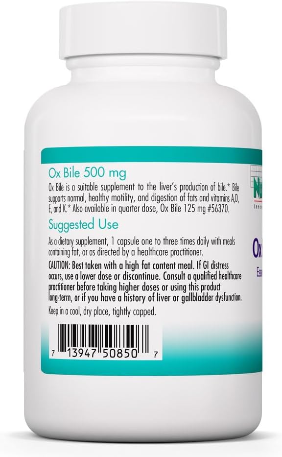 NutriCology Ox Bile 500 mg – Concentrated Bile Salts for Fat Digestion – 180 Capsules - görsel 3