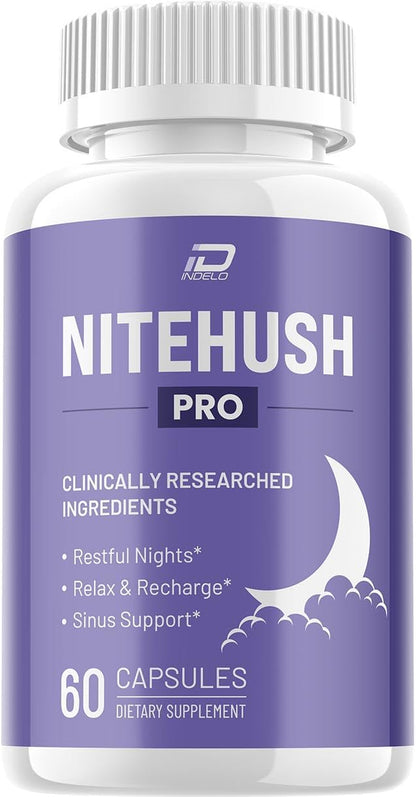 NiteHush Pro Brain Supplement Capsules – Maximum Strength All-Natural Formula for Focus and Memory (60 Capsules)