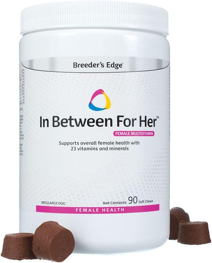 Breeder's Edge In Between for Her, Daily Multivitamin Supplement for Breeding Dogs and Cats, Fills Nutritional Gaps, and Supports Moms in Between Breeding, 90 Tablets Medium & Large Dog