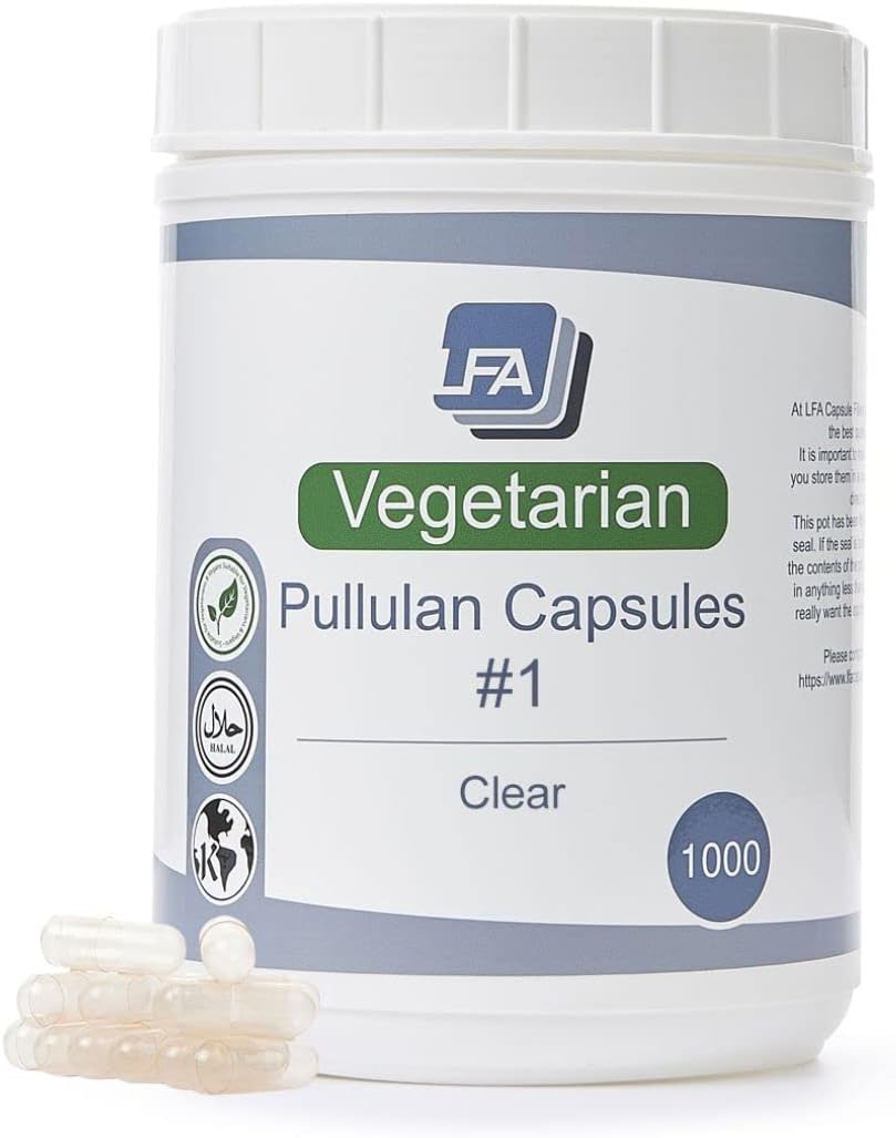 Size 1 Vegan Pullulan Empty Capsules - 1000 Count - Vegetarian, Halal, Kosher - görsel 1