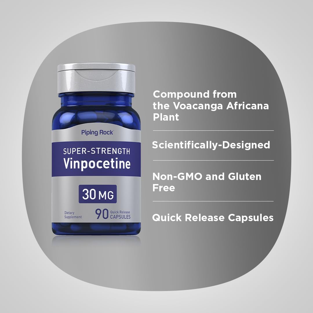 Piping Rock Vinpocetine 30mg | 90 Capsules | Super-Strength Supplement | Non-GMO, Gluten-free - görsel 4