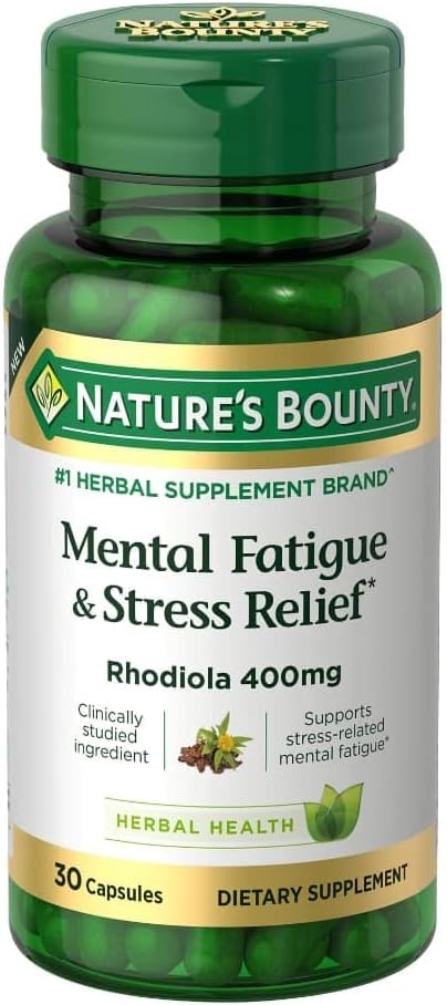 Nature's Bounty Rhodiola 400 mg, 30 Capsules – Mental Fatigue & Stress Support - görsel 1
