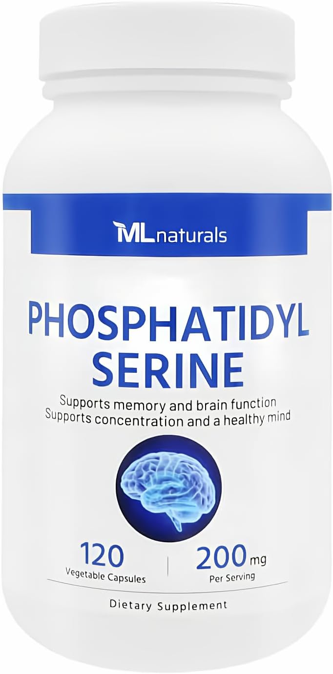 ML Naturals Phosphatidyl Serine 200mg – 120 Vegetable Capsules – Non-GMO – Memory & Brain Function Support - görsel 1